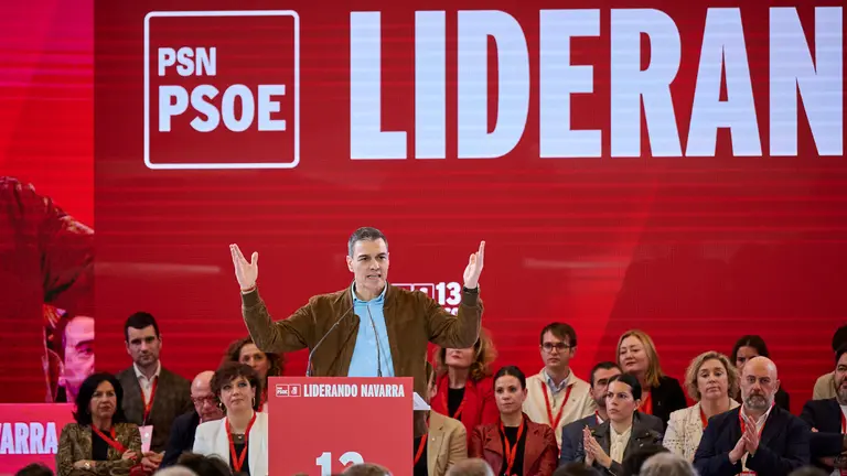 El presidente del Gobierno de Espa&ntilde;a, Pedro S&aacute;nchez, interviene en la clausura del 13 COngreso Regional del PSN. PABLO LASAOSA