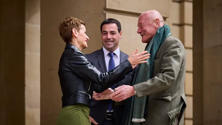 La presidenta de Navarra, Mar&iacute;a Chivite, preside la Asamblea de la Eurorregi&oacute;n Nueva Aquitania-Euskadi-Navarra que se celebrar&aacute; en el Palacio de Navarra con la participaci&oacute;n de el lehendakari vasco, Imanol Pradales, y el presidente de Nueva-Aquitania, Alain Rousset. PABLO LASAOSA