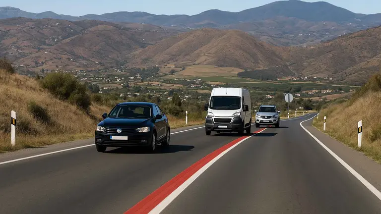 La línea roja se va a implantar en algunas carreteras, según la DGT.