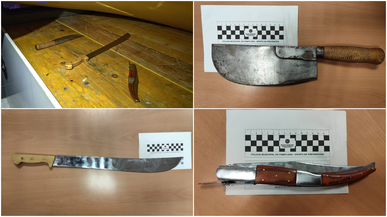 Interceptadas varias armas blancas tras una pelea en Berriozar. POLIC&Iacute;A MUNICIPAL