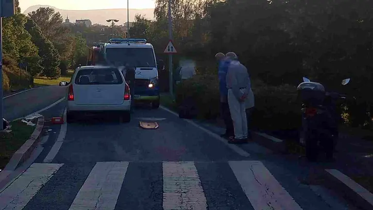 Carretera de Badostáin, entre Mendillorri alto y Mendillorri bajo, donde tuvo lugar el atropello. POLICÍA MUNICIPAL DE PAMPLONA