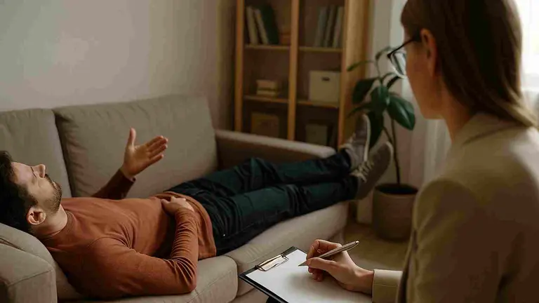 Una psicóloga pasando consulta. Imagen generadoa por Inteligencia artificial.