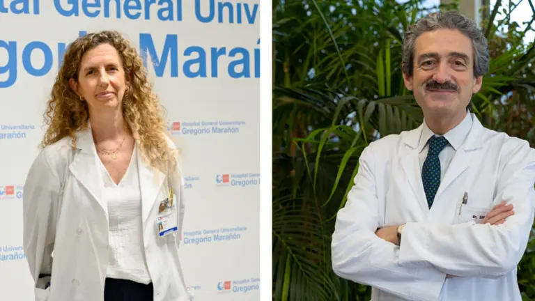La Dra. Ana Matilla, coordinadora del Grupo Multidisciplinar de Carcinoma Hepatocelular del Hospital General Universitario Gregorio Mara&ntilde;&oacute;n, y el Dr. Bruno Sangro, coordinador del &Aacute;rea de C&aacute;ncer de H&iacute;gado y P&aacute;ncreas del CCUN. CEDIDA