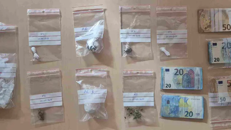 Parte de las drogas incautadas al ciego y su ch&oacute;fer en Zubiri. POLIC&Iacute;A FORAL