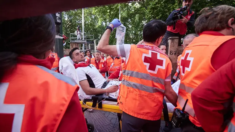 Segundo encierro de San Ferm&iacute;n 2025 el d&iacute;a 8 de julio con toros de Cebada Gago en Telef&oacute;nica. EUROPA PRESS - EDUARDO SANZ (13)