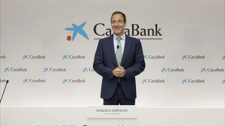 Foto de Gonzalo Gortázar en la presentación de resultados de CaixaBank. CEDIDA