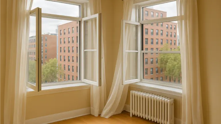 Imagen de una vivienda con las ventanas abiertas. IA