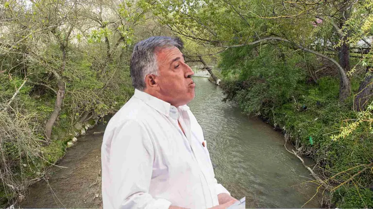 Fotomontaje de Joseba Asir&oacute;n sobre una imagen del r&iacute;o Elorz.