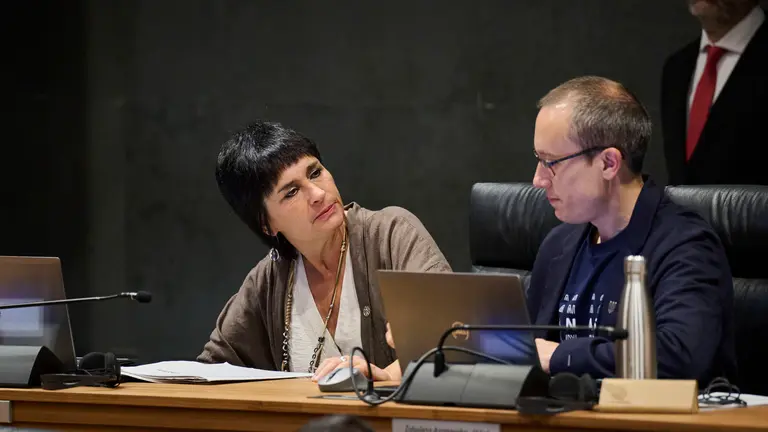 Laura Aznal de EH Bildu durante el pleno del Parlamento. PABLO LASAOSA