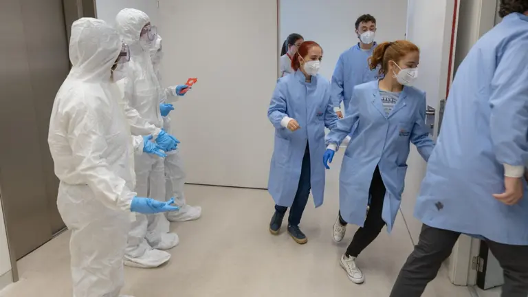 Simulacro de emergencia biol&oacute;gica en Pamplona. POLIC&Iacute;A NACIONAL