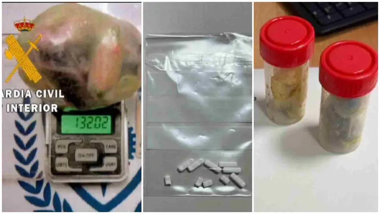 La droga incautada a los familiares de los presos que pretend&iacute;an introducir en la ropa interior en la c&aacute;rcel de Pamplona. GUARDIA CIVIL