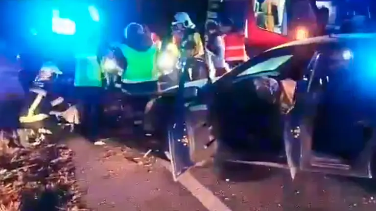 Los servicios de emergencias atienden a los heridos en el accidente de San Adri&aacute;n. CEDIDA