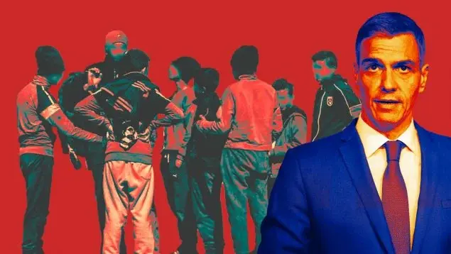 Fotomontaje de Pedro S&aacute;nchez y un grupo de menos. OKDIARIO