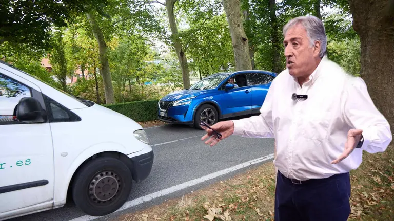 Fotomontaje con una imagen de Joseba de Asir&oacute;n sobre una vista de la Carretera de la Universidad. NAVARRA.COM