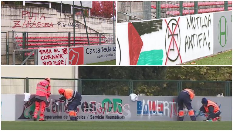 Estado de c&oacute;mo ha aparecido el campo en el Valle de Aranguren con pintadas. CEDIDA