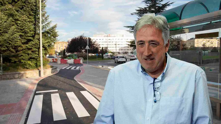 Fotomontaje de Joseba Asir&oacute;n sobre una foto de las obras del carril bici de la calle Irunlarrea.