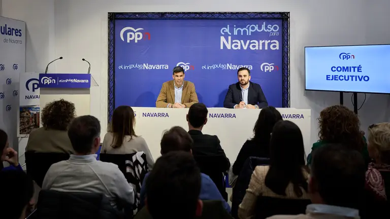 El presidente del PP de Navarra, Javier Garc&iacute;a, preside la reuni&oacute;n del Comit&eacute; Ejecutivo del PPN donde propondr&aacute; a Eva Gorri como vicesecretaria de Organizaci&oacute;n del partido. PABLO LASAOSA