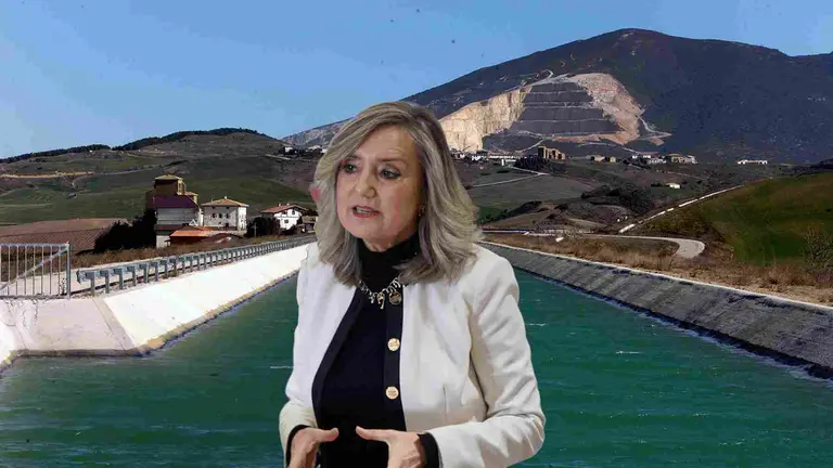 Fotomontaje de Cristina Ibarrola sobre una foto del Canal de Navarra.