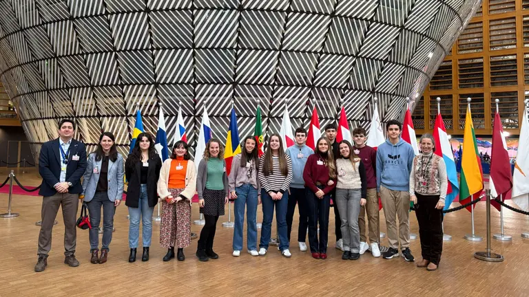 Ocho jóvenes pamploneses están en Bruselas con el programa municipal ‘Destino Europa’. CEDIDA