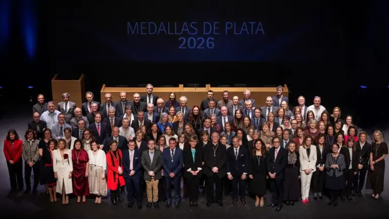 Medallistas en el acto celebrado en el Museo Universidad de Navarra. MANUEL CASTELLS / UNIVERSIDAD DE NAVARRA