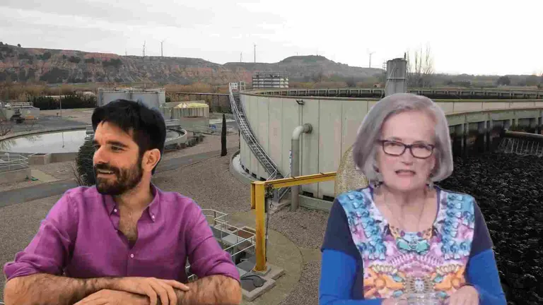 Fotomontaje de Eneko Larrarte y Milagros Rubio sobre una imagen de la Estaci&oacute;n Depuradora de Aguas Residuales de Tudela.