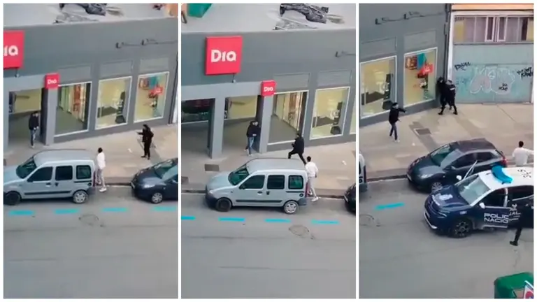 Fotomontaje con varias escenas de la pelea entre argelinos en la Rochapea. NAVARRA.COM