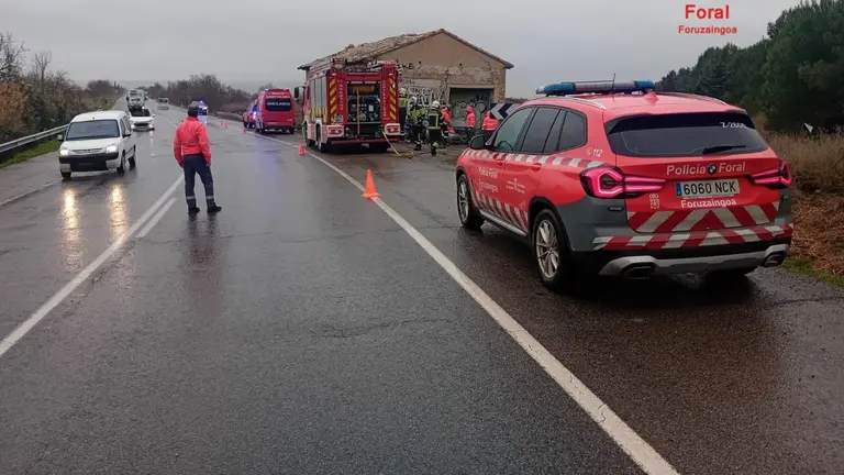 Los servicios de emergencias atienden en Tudela un accidente con un fallecido. POLIC&Iacute;A FORAL