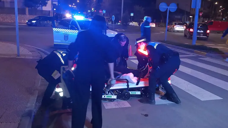 Imagen del accidente en el que result&oacute; herido un motorista. POLIC&Iacute;A LOCAL DE TUDELA