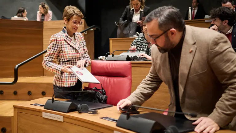 Mar&iacute;a Chivite, presidenta del Gobierno de Navarra, durante el Pleno del Parlamento. PABLO LASAOSA