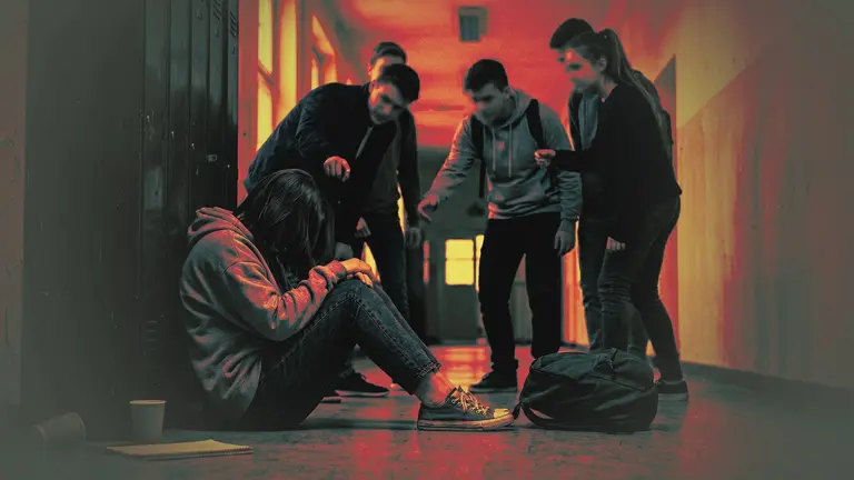 Imagen de archivo de una ni&ntilde;a siendo acosada por compa&ntilde;eros. ARCHIVO