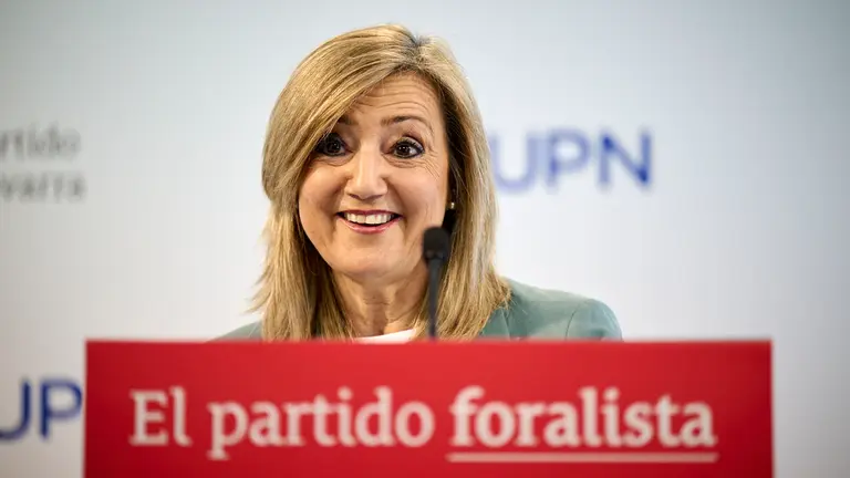 La presidenta de UPN, Cristina Ibarrola, da a conocer una iniciativa presentada en el Congreso de los Diputados. PABLO LASAOSA