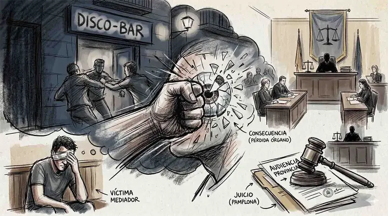 Juzgan en Navarra a un hombre acusado de hacer perder un ojo a otro en una pelea en Pamplona.