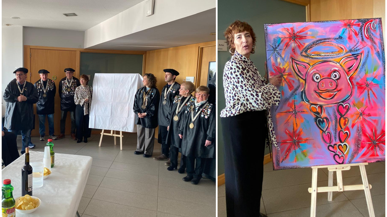 La Orden del Cuto Divino presenta en Tafalla el cartel para la rifa de 2026. CEDIDA