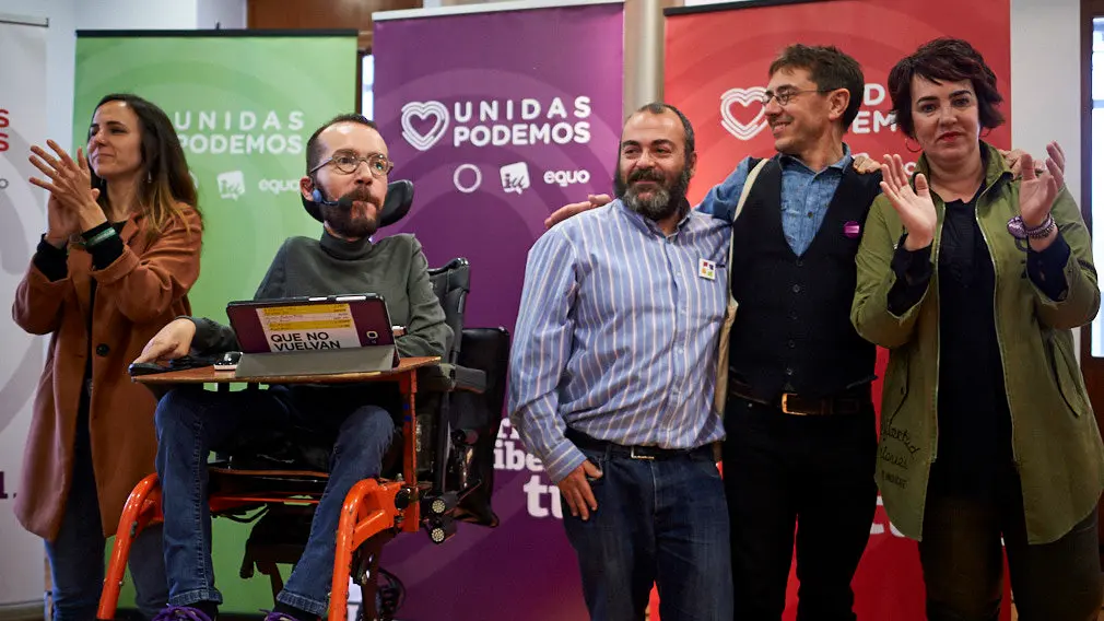 Echenique y Monedero, de campaña en Navarra: las imágenes del acto de Unidas Podemos en Burlada