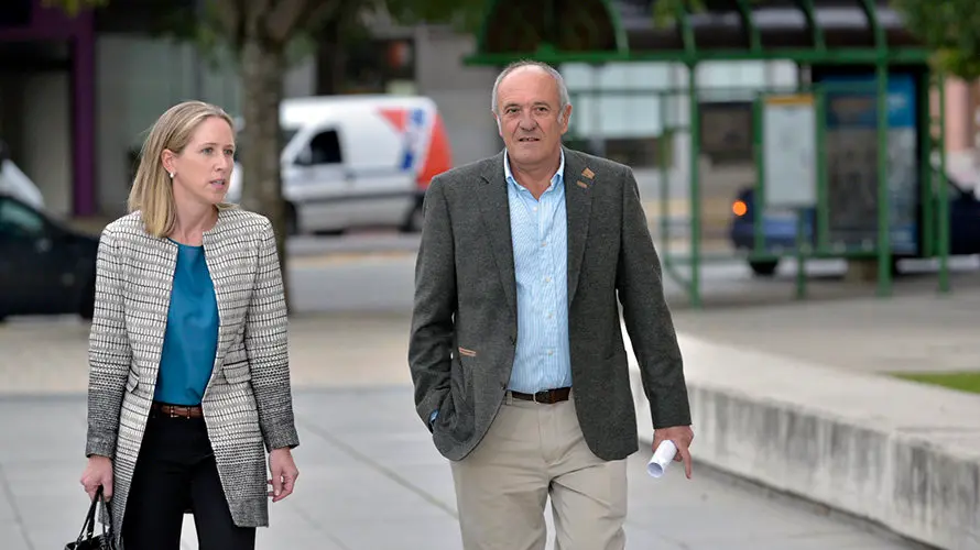 Luis Ibero a su llegada a la Audiencia de Pamplona. PABLOS LASAOSA