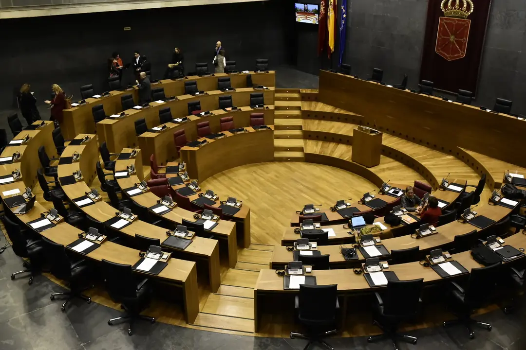 Hemiciclo del Parlamento de Navarra vac&iacute;o por la nevada en Pamplona. LASAOSA 2