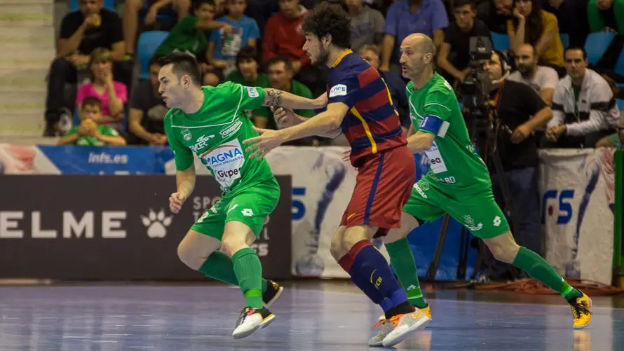 Segundo partido de las semifinales de la Liga de Fútbol Sala entre Magna Gurpea y FC Barcelona Lassa (1-3)(9). IÑIGO ALZUGARAY