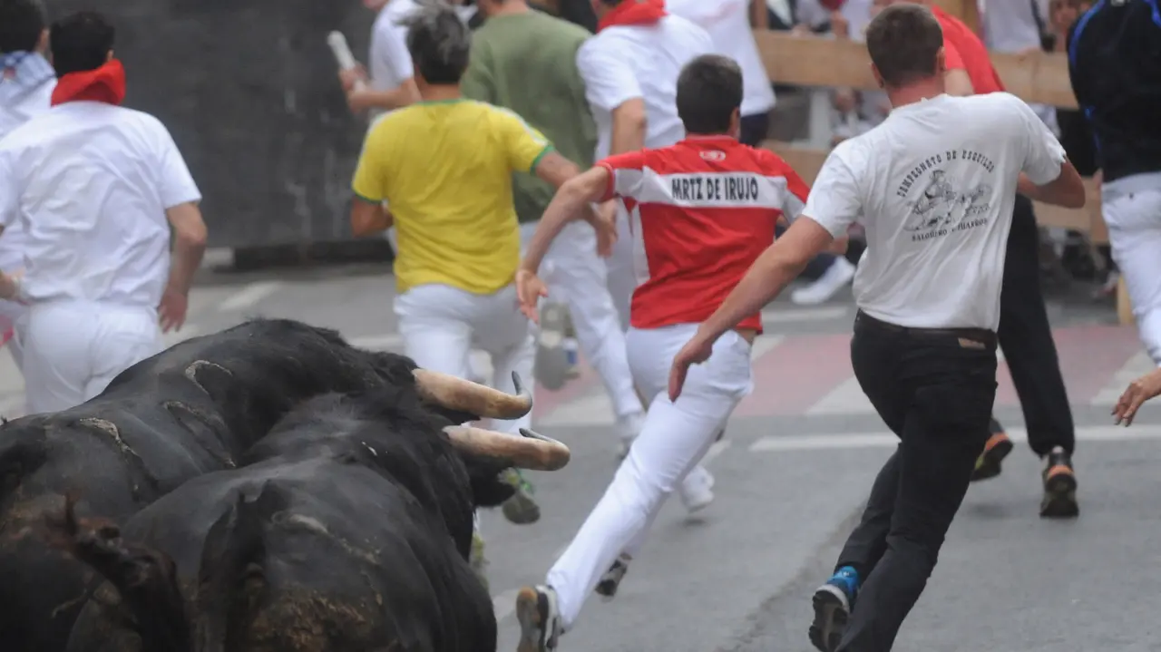 Imágenes del encierro de Peralta del 8 de septiembre con novillos de la ganadería de José Antonio Baigorri MIGUEL OSÉS (4)