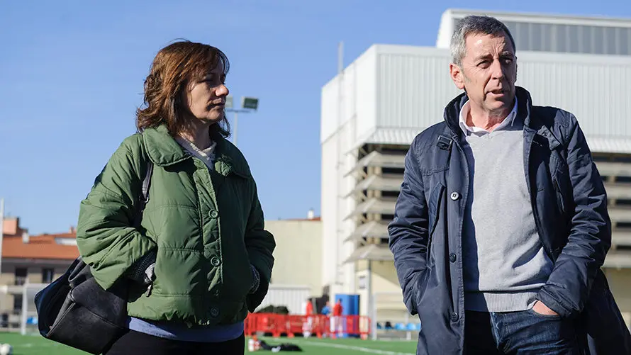 Presentación de del nuevo campo de hierba artificial del estadio Larrabide de la mano de la Consejera de Cultura, Deporte y Juventud Ana Herrera. MIGUEL OSÉS_1