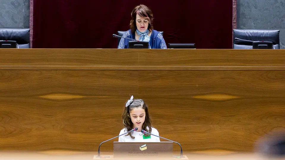 El Parlamento de Navarra celebra una sesión con 73 escolares, organizada por Aldeas Infantiles (18). IÑIGO ALZUGARAY
