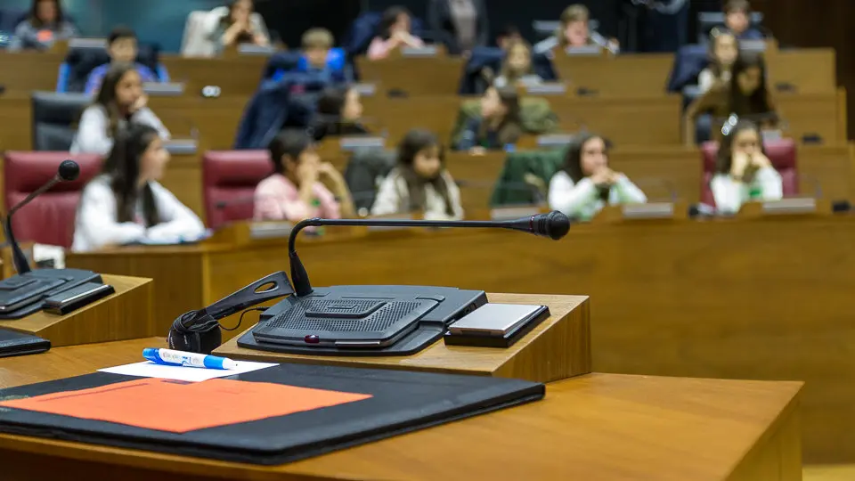 El Parlamento de Navarra celebra una sesión con 73 escolares, organizada por Aldeas Infantiles (37). IÑIGO ALZUGARAY