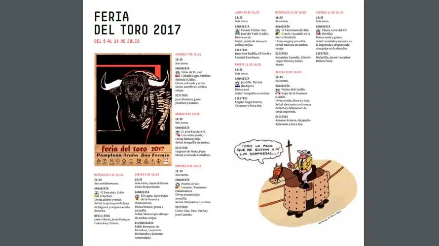 Programa con las actividades de las fiesta de San Fermín 2017. NAVARRA (7)