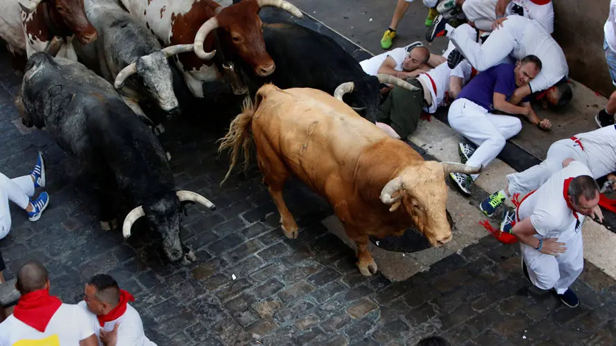 Primer encierro de San Fermín con toros de Cebada Gago en Santo Domingo 23 REUTERS