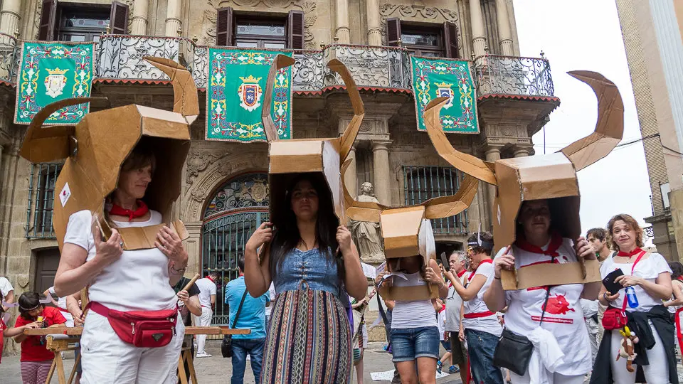 Manifestación antitaurina 'Kalejira Festiva' en el casco antiguo. IÑIGO ALZUGARAY (9)