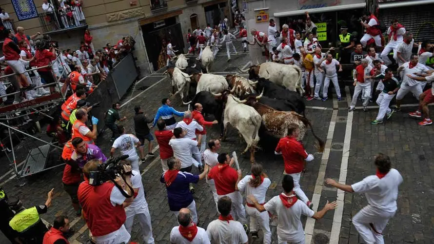 Tercer encierro de San Fermín con los toros de Puerto de San Lorenzo. MIKEL CIAURRIZ (1)