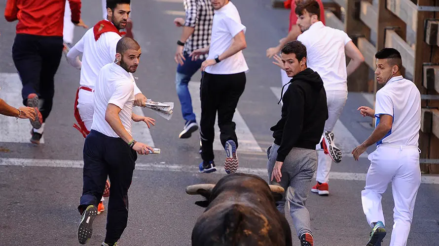 Tercer enccierro de las fiestas de Tudela con la ganaderia navarra de Ana Corera de Larraga. MIGUEL OSÉS (19)