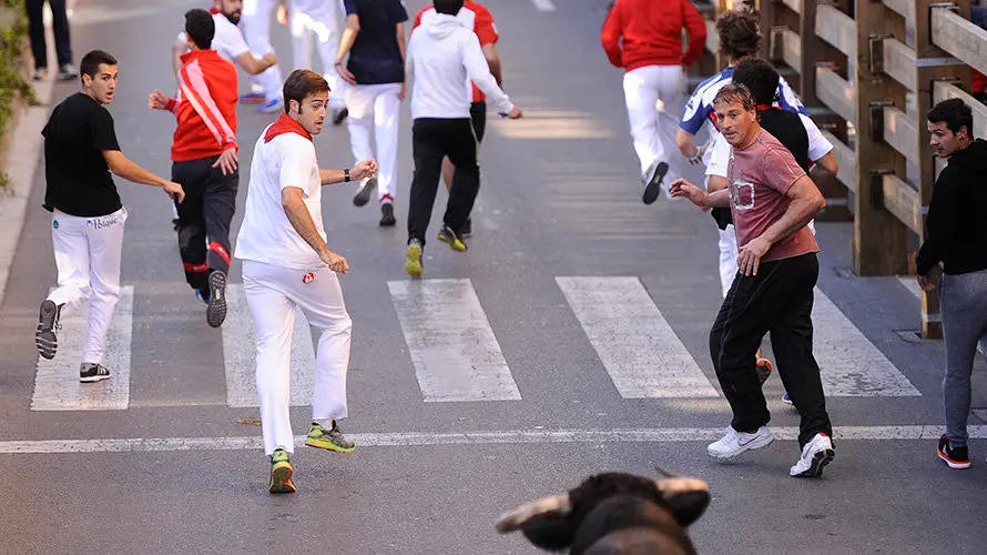Tercer enccierro de las fiestas de Tudela con la ganaderia navarra de Ana Corera de Larraga. MIGUEL OSÉS (24)