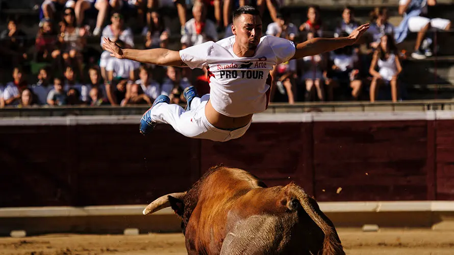 Concurso de Recortes de la Feria de Tafalla con los toros de la ganadería Macua. MIGUEL OSÉS_6