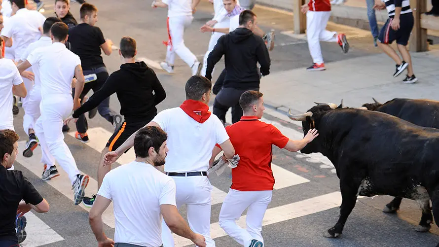 Tercero encierro de Tafalla 2017 con las reses de la ganadería Macua. MIGUEL OSÉS (6)