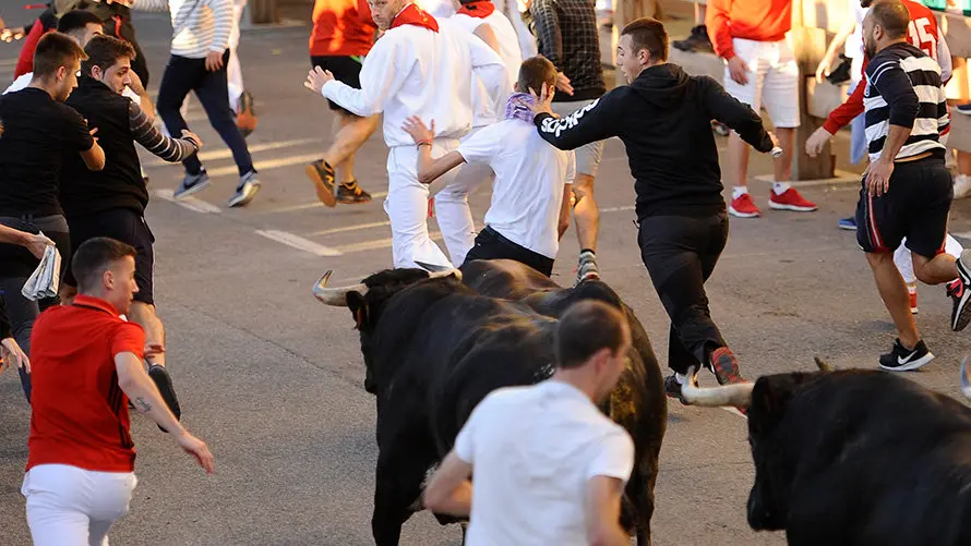 Tercero encierro de Tafalla 2017 con las reses de la ganadería Macua. MIGUEL OSÉS (7)